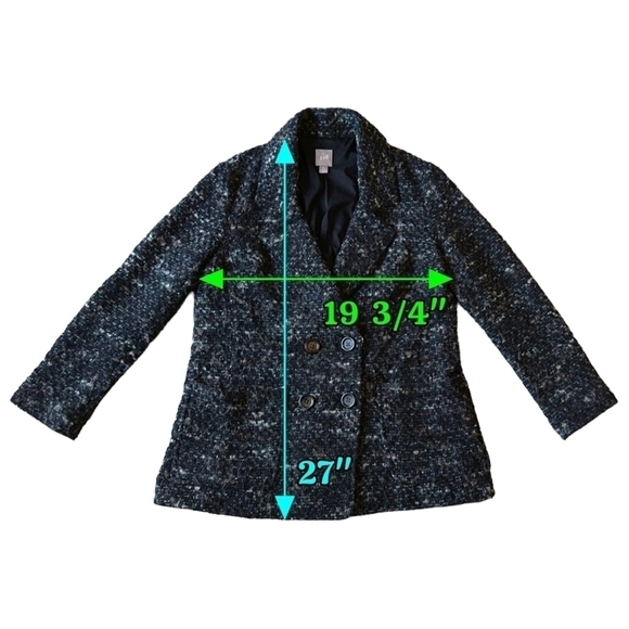 J. Jill Wool Alpaca Mohair Blend Black Fuzzy Speckled Double Breasted Blazer - Picture 3 of 9